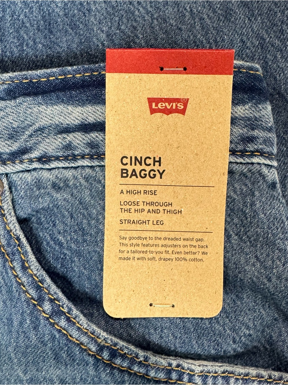 Levis Jeans Women 33x31 Blue Cinch Baggy Lightweight Wide Straight Leg High Rise - Picture 4 of 12